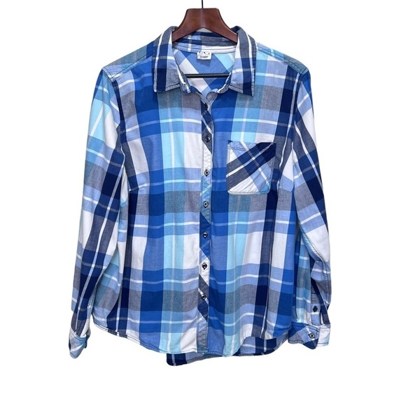 Pennington's DC Jeans Blue Plaid Button Down Shirt Size 1x - Picture 1 of 9